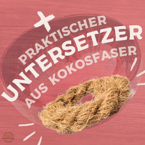 Kokosnuss Schale RUBY Splash rot inkl. Untersetzer aus Kokosfasern – Bild 5