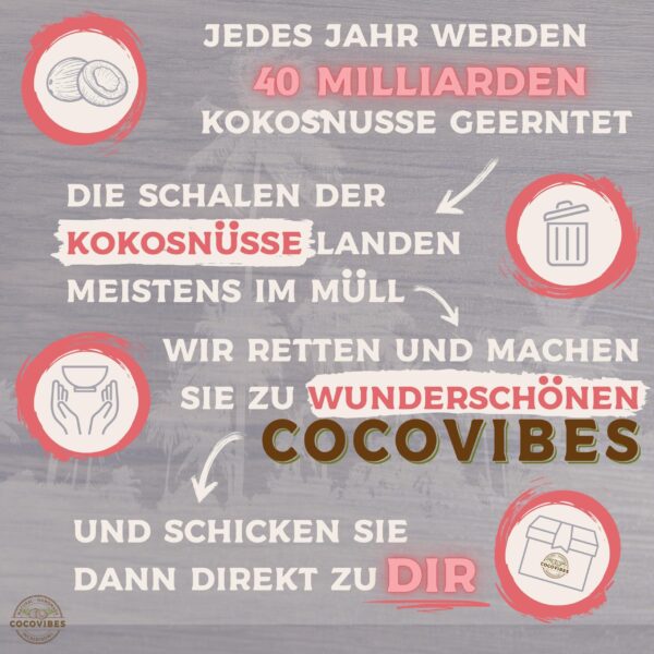 Kokosnuss Schale RUBY Splash rot inkl. Untersetzer aus Kokosfasern – Bild 6