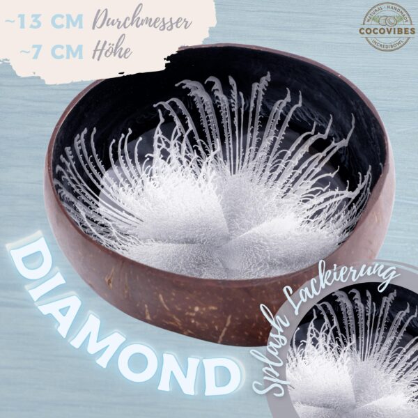 Kokosnuss Schale DIAMOND Splash silber inkl. Untersetzer aus Kokosfasern – Bild 3