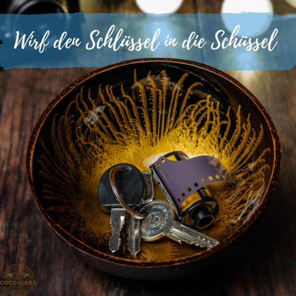Kokosnuss Schale AMBER Splash gold inkl. Untersetzer aus Kokosfasern – Bild 2