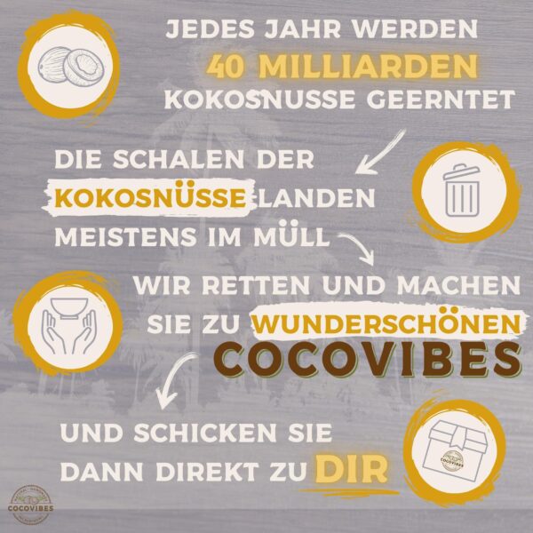 Kokosnuss Schale AMBER Splash gold inkl. Untersetzer aus Kokosfasern – Bild 6