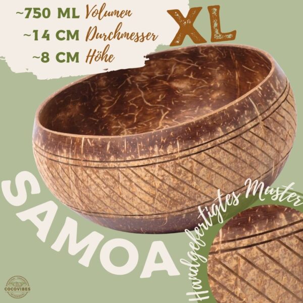 Jumbo Kokosnuss Schale SAMOA inkl. Kokosholzlöffel und Untersetzer aus Kokosfasern – Bild 3