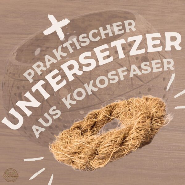 Kokosnuss Windlicht HIPPIE mit handgeknüpften Untersetzer aus recycelten Kokosfasern – Bild 6