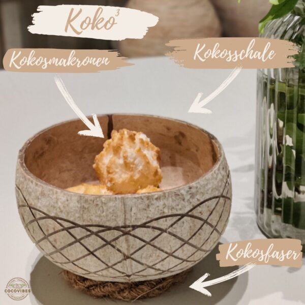 Jumbo Kokosnuss Schale HAWAII inkl. Kokosholzlöffel und Untersetzer aus Kokosfasern – Bild 4
