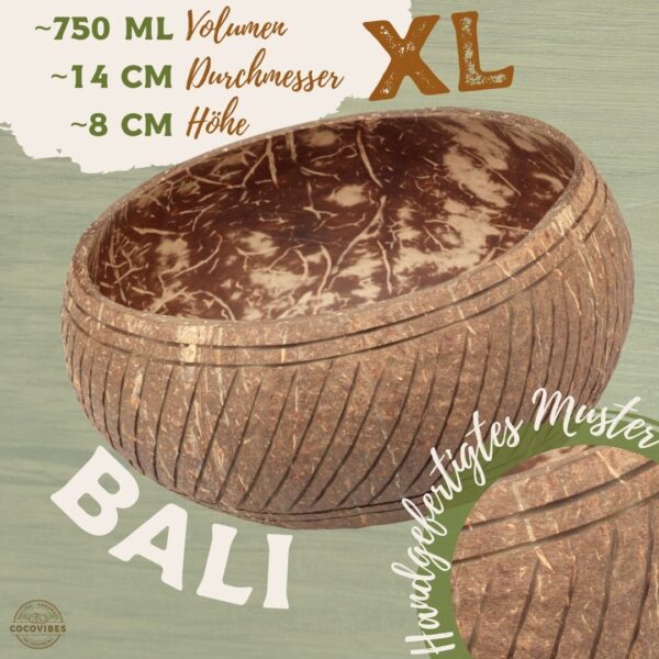 Jumbo Kokosnuss Schale BALI für Müsli, Porridge, Smoothie usw. - Single Bowl – Bild 2