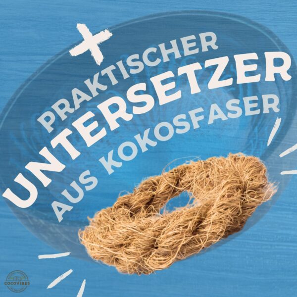 Kokosnuss Schale OCEAN Splash blau inkl. Untersetzer aus Kokosfasern – Bild 6