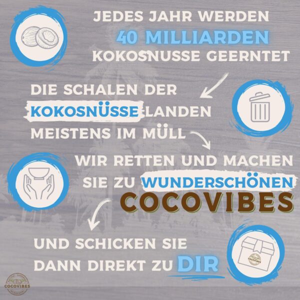 Kokosnuss Schale OCEAN im 2er Set Splash blau inkl. 2 Untersetzer aus Kokosfasern - Base Set – Bild 6