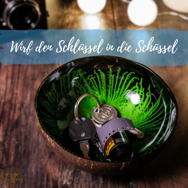 Kokosnuss Schale JADE Splash grün inkl. Untersetzer aus Kokosfasern – Bild 2
