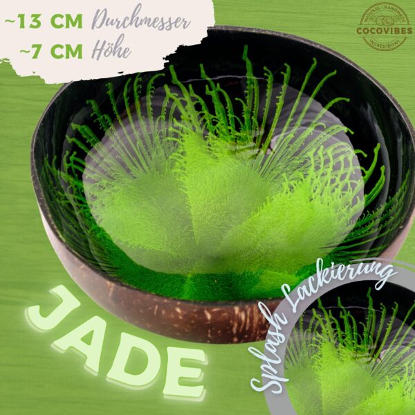 Kokosnuss Schale JADE Splash grün inkl. Untersetzer aus Kokosfasern – Bild 3