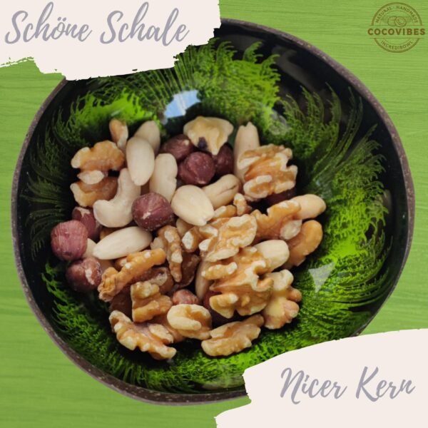 Kokosnuss Schale JADE Splash grün inkl. Untersetzer aus Kokosfasern – Bild 4