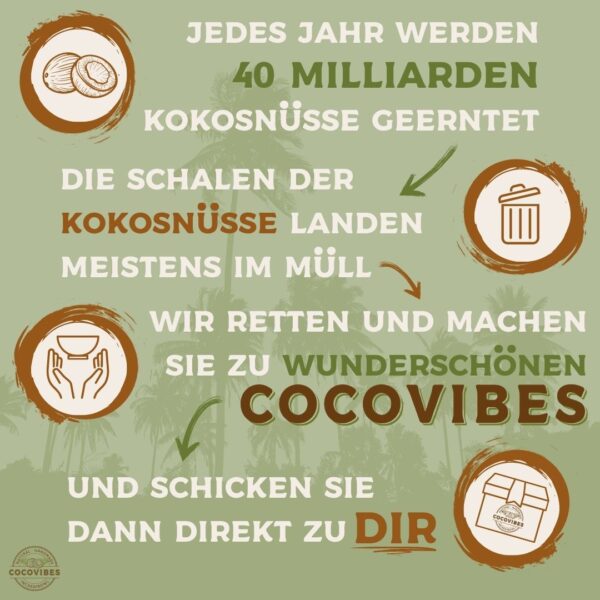 Jumbo Kokosnuss Schale SAMOA inkl. Kokosholzlöffel und Untersetzer aus Kokosfasern – Bild 6