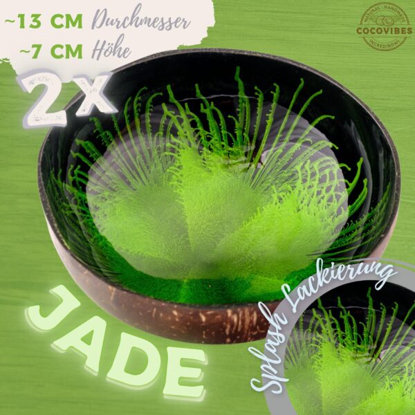 Kokosnuss Schale JADE im 2er Set Splash grün inkl. 2 Untersetzer aus Kokosfasern - Base Set – Bild 3