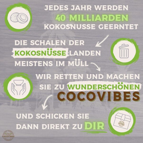 Kokosnuss Schale JADE im 2er Set Splash grün inkl. 2 Untersetzer aus Kokosfasern - Base Set – Bild 6