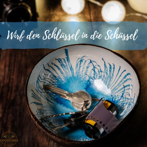 Kokosnuss Schale SAPPHIRE Splash blau inkl. Untersetzer aus Kokosfasern – Bild 2