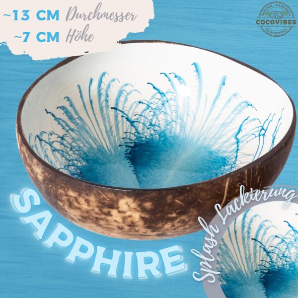 Kokosnuss Schale SAPPHIRE Splash blau inkl. Untersetzer aus Kokosfasern – Bild 3