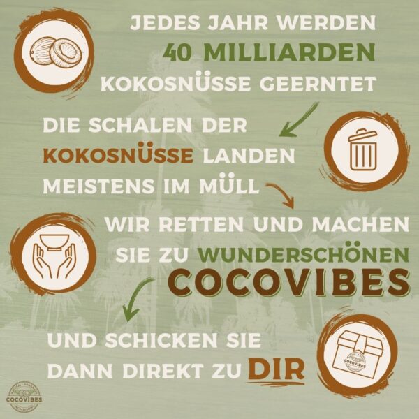 Jumbo Kokosnuss Schale SAMOA im 2er Set inkl. 2 Kokosholzlöffel und 2 Untersetzer – Bild 6