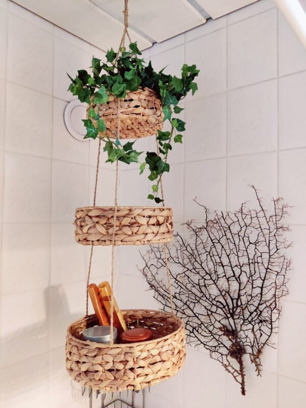 Hängekorb RONDA mit 3 Körben aus Wasserhyazinthe / Obstkorb / Hänge-Etagere rund 30+25+20 cm – Bild 7