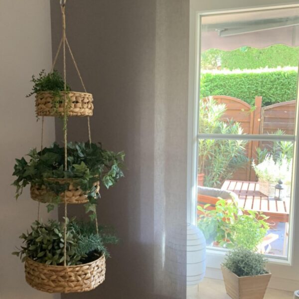 Hängekorb RONDA mit 3 Körben aus Wasserhyazinthe / Obstkorb / Hänge-Etagere rund 30+25+20 cm – Bild 5