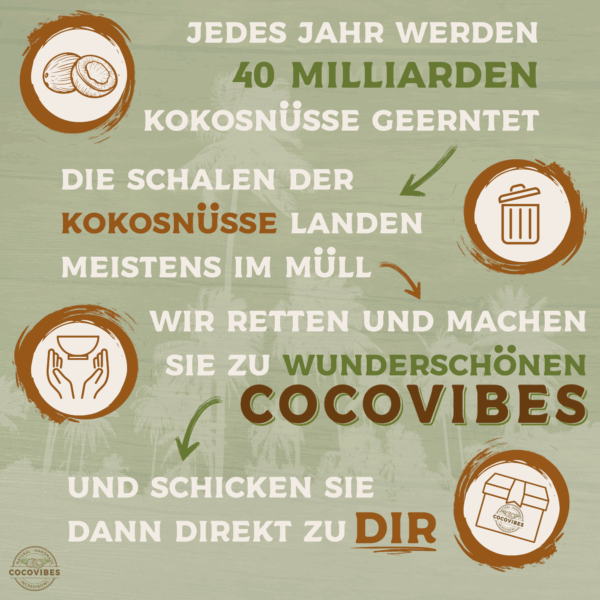 Jumbo Kokosnuss Schale ONE WORLD im 2er Set inkl. 2 Kokosholzlöffel und 2 Untersetzer – Bild 6